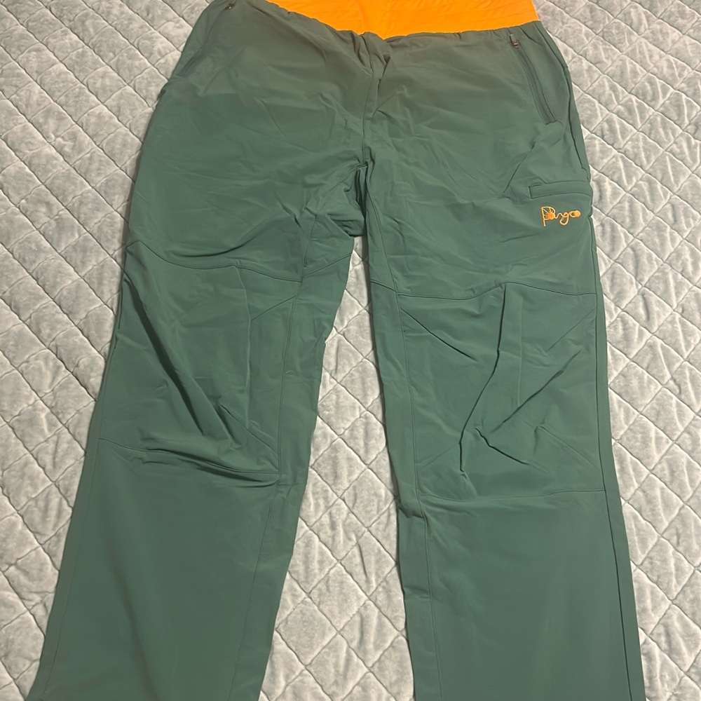 Women's Green and Orange Straight Leg Pants